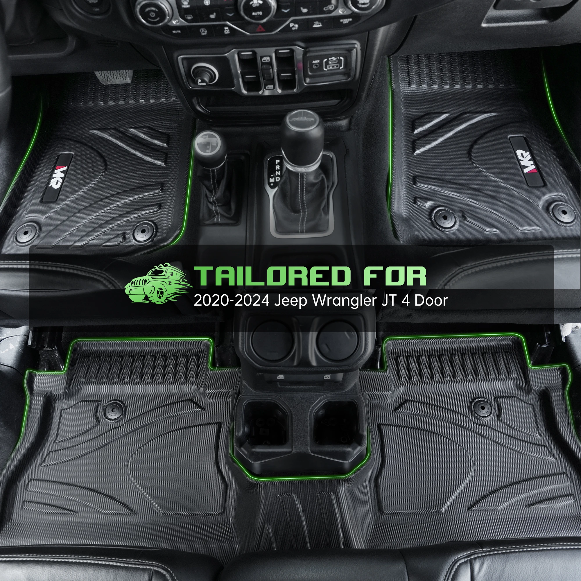 Floor Mats All-Weather TPE Wear-Resistant Non-Slip Carpet For Jeep Gladiator JT 2020-2024 4-Door Interior Accessories