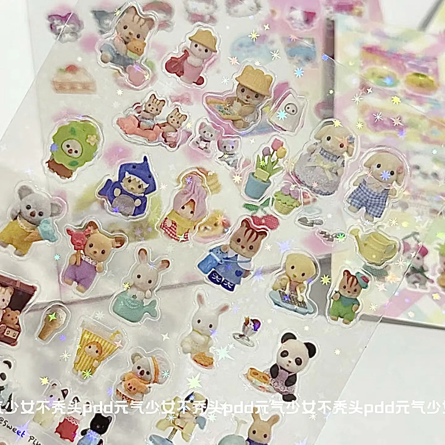 Sylvanian Families Cartoon Waterproof Stickers Pack Cute Water Bottle Laptop Skateboard Scrapbook Anime Accessories