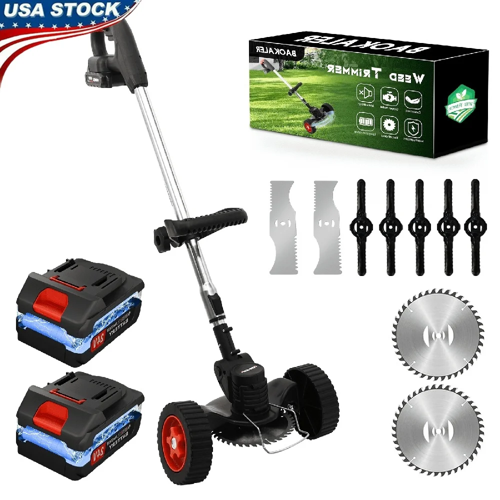 

Cordless Electric Weed Wacker with Adjustable Telescoping Handle 3 Blades High Power Motor Lightweight Garden Trimmer Safe