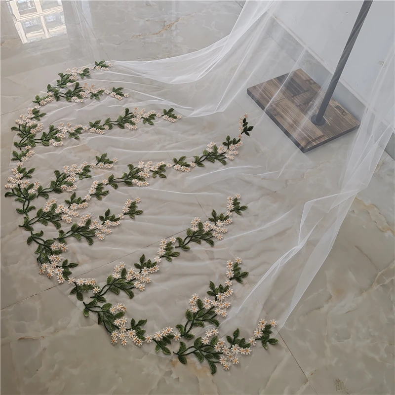 floral-green-leaves-bridal-wedding-veils-tulle-white-yellow-embroidered-lace-flowers-single-layer-with-comb-catholic-ivory-long
