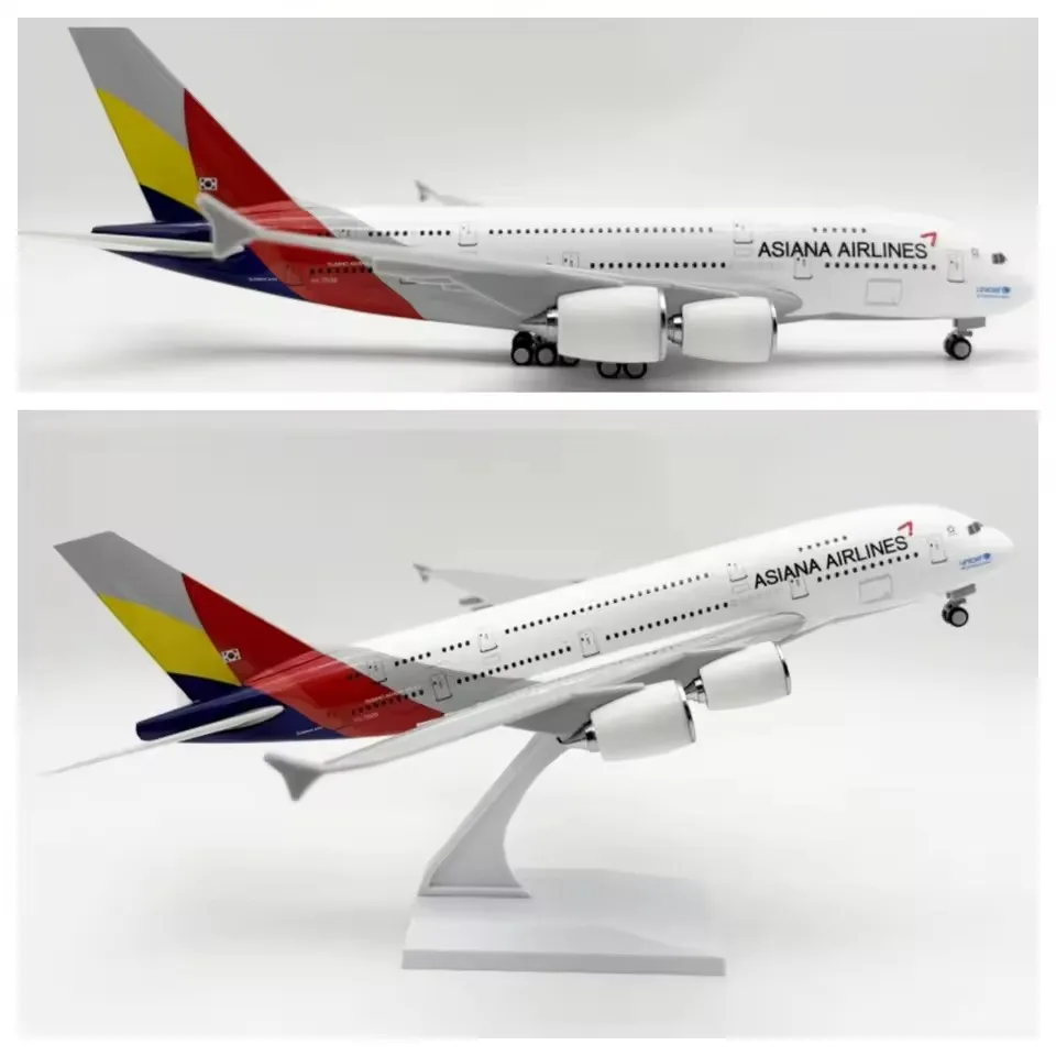 

Масштабная модель самолета Asiana Airways 30 см, A380, из смолы, литая под давлением, игрушка-конструктор (с подставкой), авиационная тематика