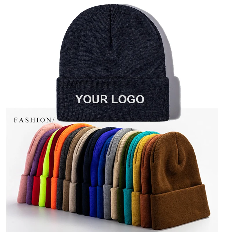 Caps Blended Knitting DIY LOGO Warm Winter Hats for Women Couple Models Lady Thread Knitted Beanie Hat Chapeau