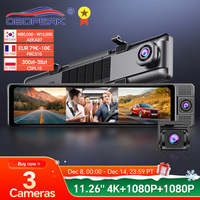 H330 Dash Cam 3 Channel Rearview Mirror Front Inside Rear 4K+1080P+1080P WiFi GPS Dual Lens Car Dvr Camera Infrared Night Vision