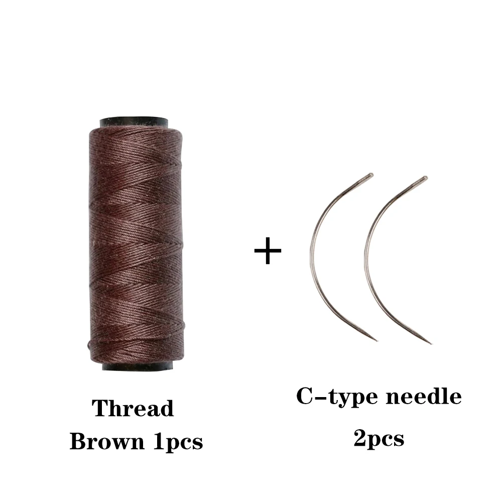 C Vorm Gebogen Naalden En Draad Voor Hair Extensions Haar Inslag Naaien Gereedschap 60Meter Haar Weven Draad Pruik Accessoires gereedschap
