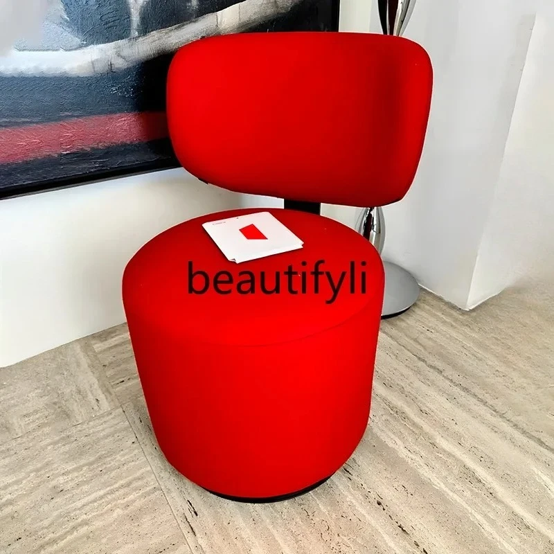 

Asmt52Modern Minimalist Light Luxury Design Wooden Frame Iron Art Soft Cushion Home Small Round Stool Rotating Backrest Leisure