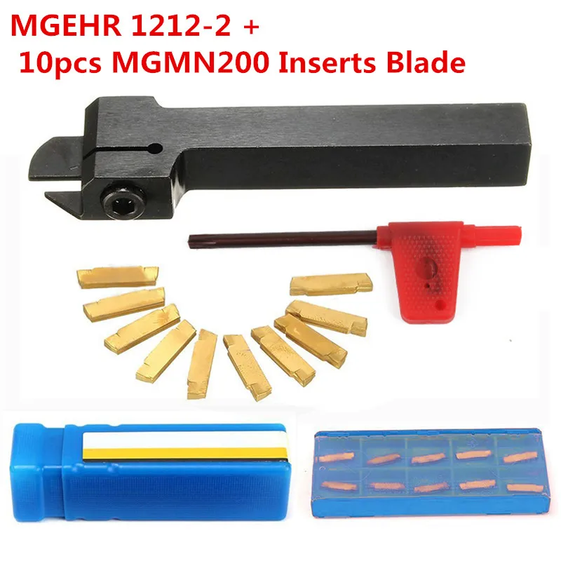 MGEHR 1010-2 10x10 x100mm Grooving Tool Holder With 10Pcs MGMN200 Insert Blade For 2mm Cut and Wrench For Lathe Turning Tools