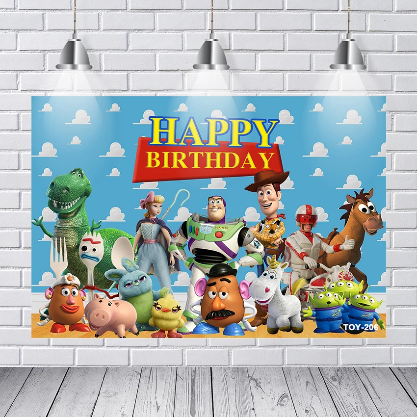 Disney Custom Toy Story Photography Backdrop Baby Shower Boys Happy Birthday Party Background Photocall Prop Decoration Banner