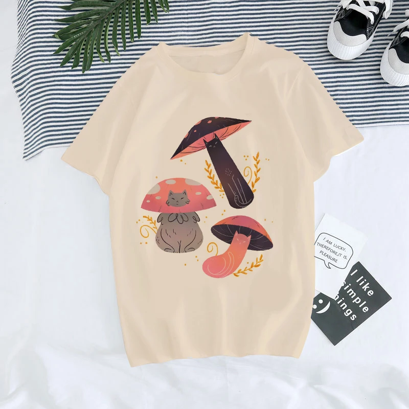 Mushroom Dark Academia Frog T Shirt Women Mushroom Casual Harajuku Tshirt Unisex Kawaii Summer Tops Cartoon Y2k Tee Shirt Female