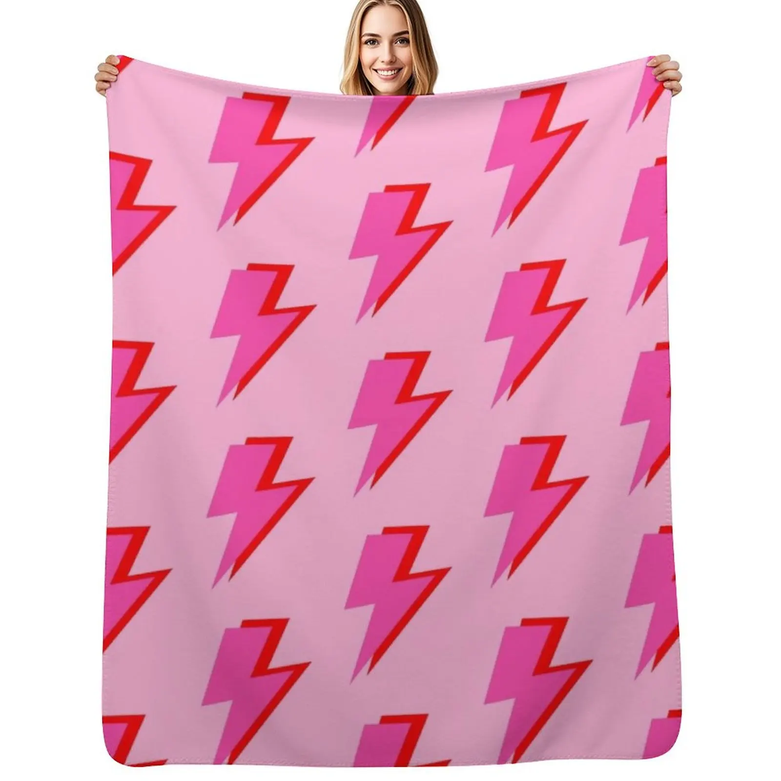 

Pink and Red Lightning on Pink Throw Blanket Weighted Warm Vintage Fashion Sofas Blankets