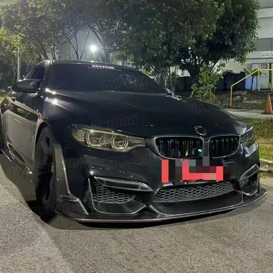 For BMW F80 F82 F83 M3 M4 Real Carbon Fiber Car Front Lip Bumper Splitter Lip Spoiler Bodykit Protector Guard Accessories 3PCS