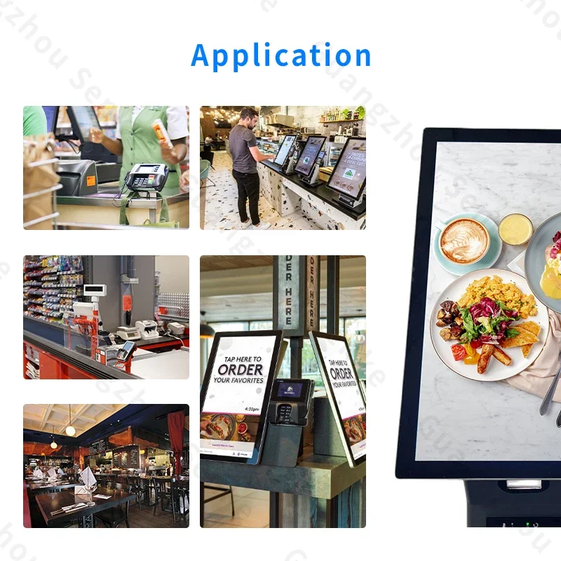 1D/2D scanner 15.6 inch self serve kiosk retail stores countertop touchscreen ordering kiosk with pos terminal holder