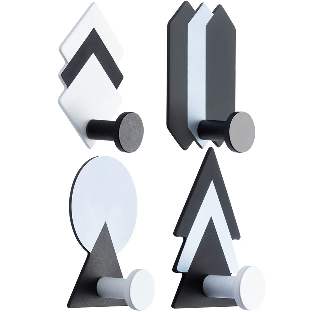 

4pcs Heavy Duty Wall Hooks for Coats Towels Decorative Geometric Key Hangers Adhesive Bath Sticky ganizer Hooks
