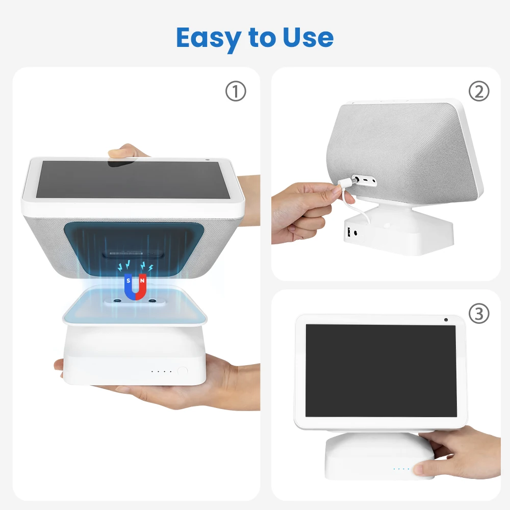 Base de bateria ggmm 15000mah para show de eco 8 show 5 1 ° gen amazon alexa display para mostrar 8 suporte ajustável carregador sem fio