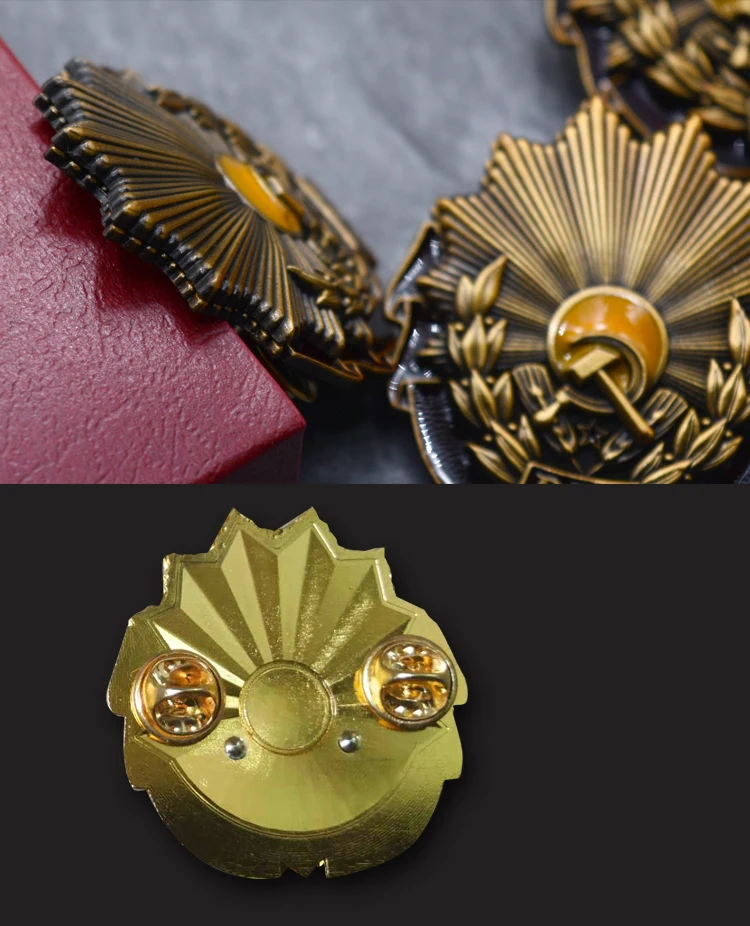 مطرقة ذهبية ومنجل مع إكليل الغار الفضي وتصميم أمة الله على الطراز العتيق RPR دبوس طية صدر السترة شارة سوفيتية قابلة للجمع #3