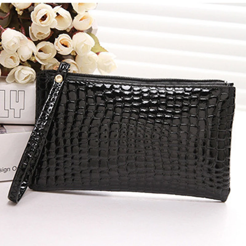 1PC PU Mobile Phone Bag Wallet Casual Solid Ladies Coin Zipper Portable Bags Phone Pocket Credit Card Square Bag