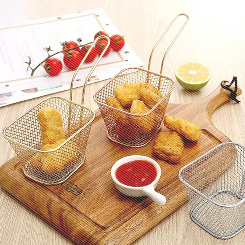 Stainless Steel Chips Deep Fry Baskets Food Presentation Strainer Potato Cooking Tool Chef Basket Colander kitchen accessories