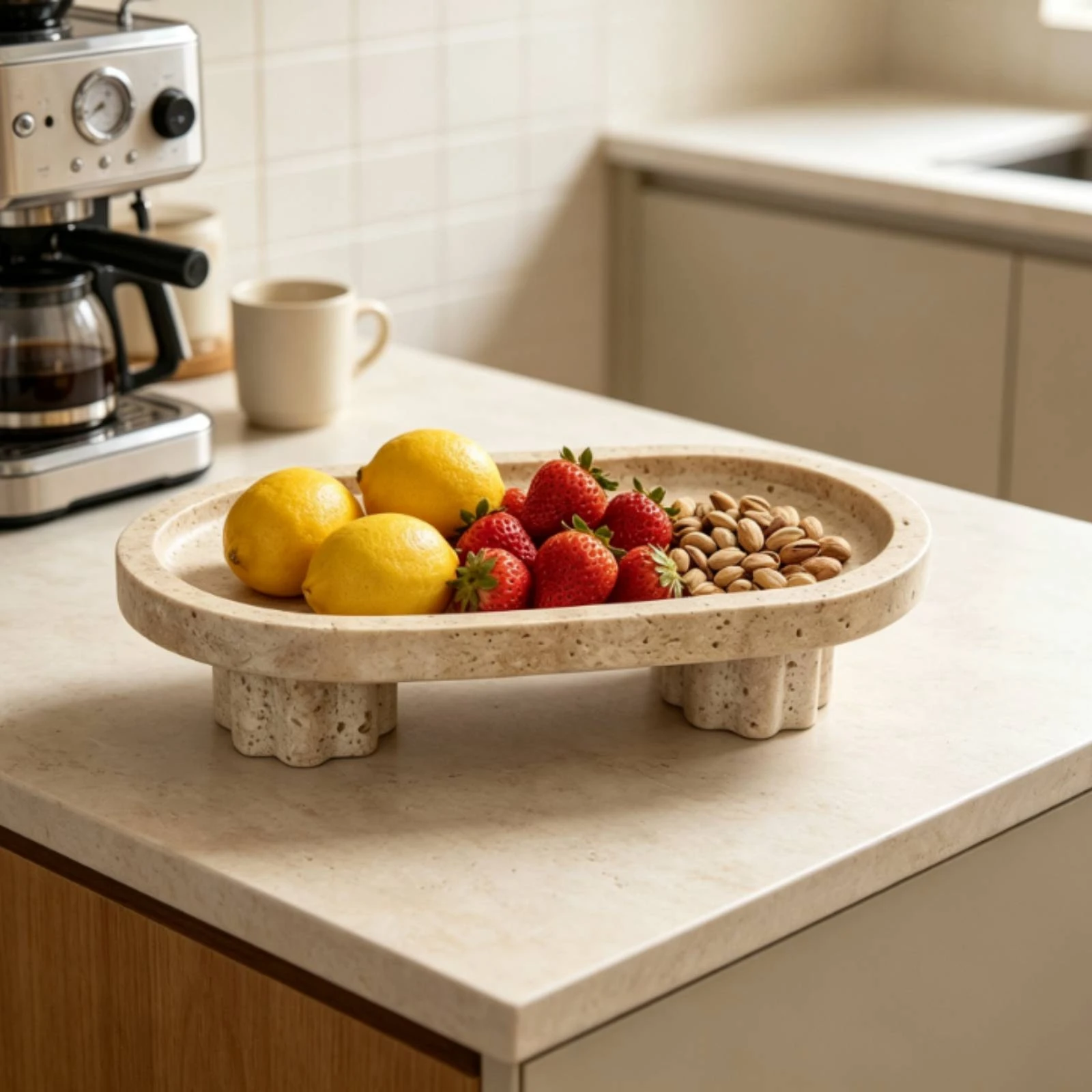 Travertine Tray Oval - Travertine Tray Decorative Stone Tray with