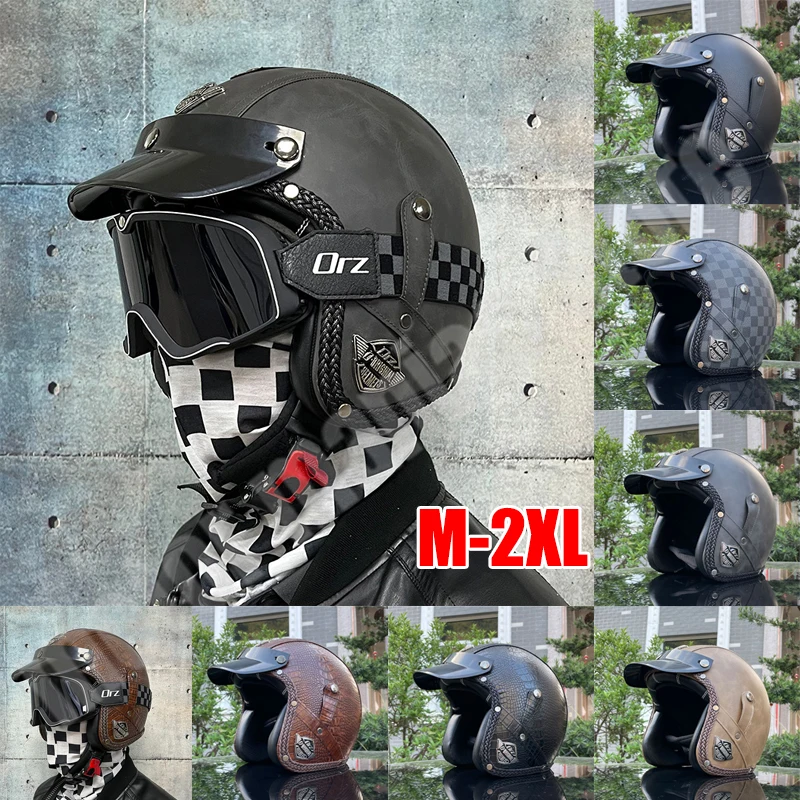 

Унисекс Ретро 3/4 Мотоциклетный шлем с открытым лицом Chopper Велосипедный DOT Сертифицированный Safety 소렉 레트로 헬멧 Casco Moto Mujer