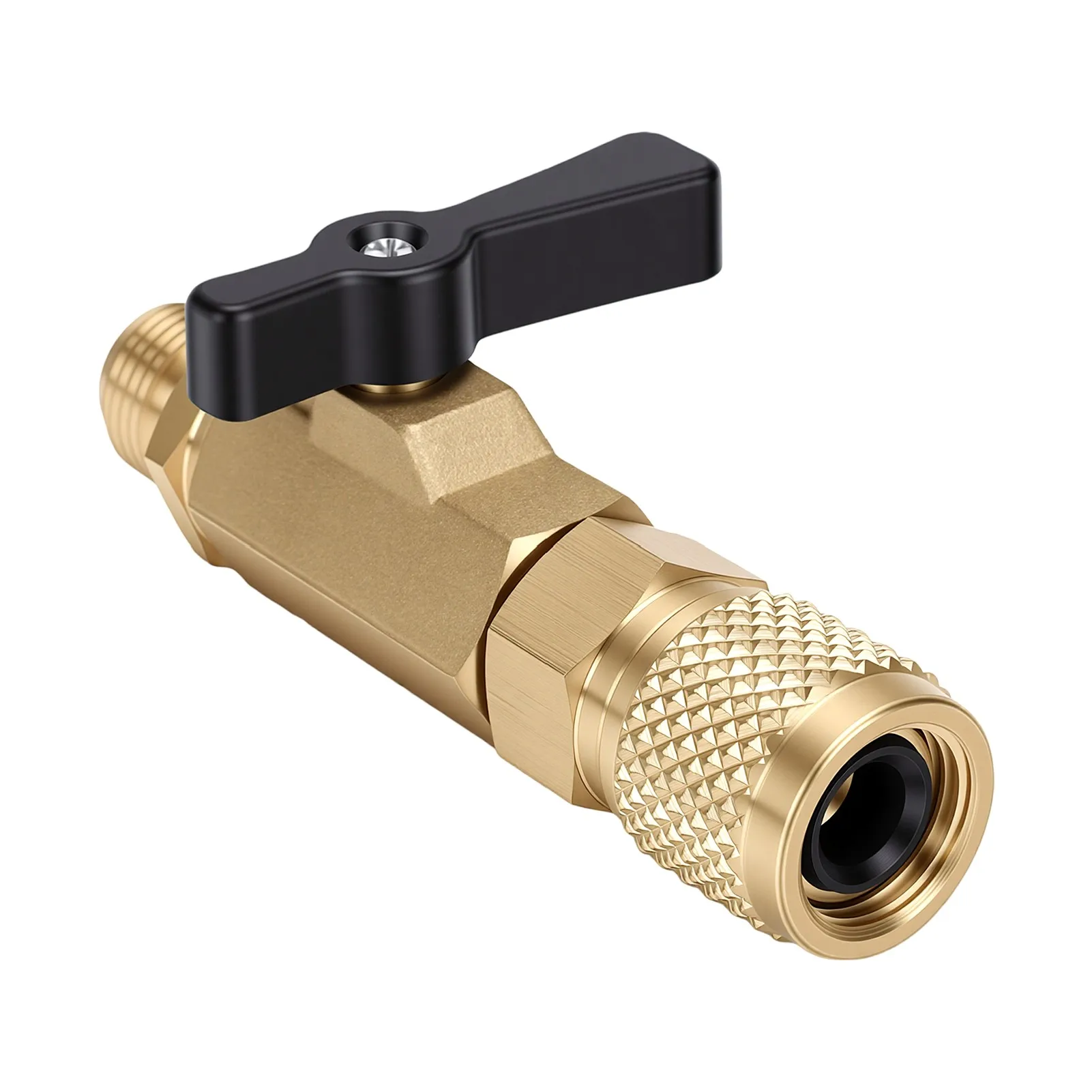 HVAC Maintenance Ball Valve 3/8 Inch Port Straight Brass Refrigeration Repair Valve for Refrigerant Charging