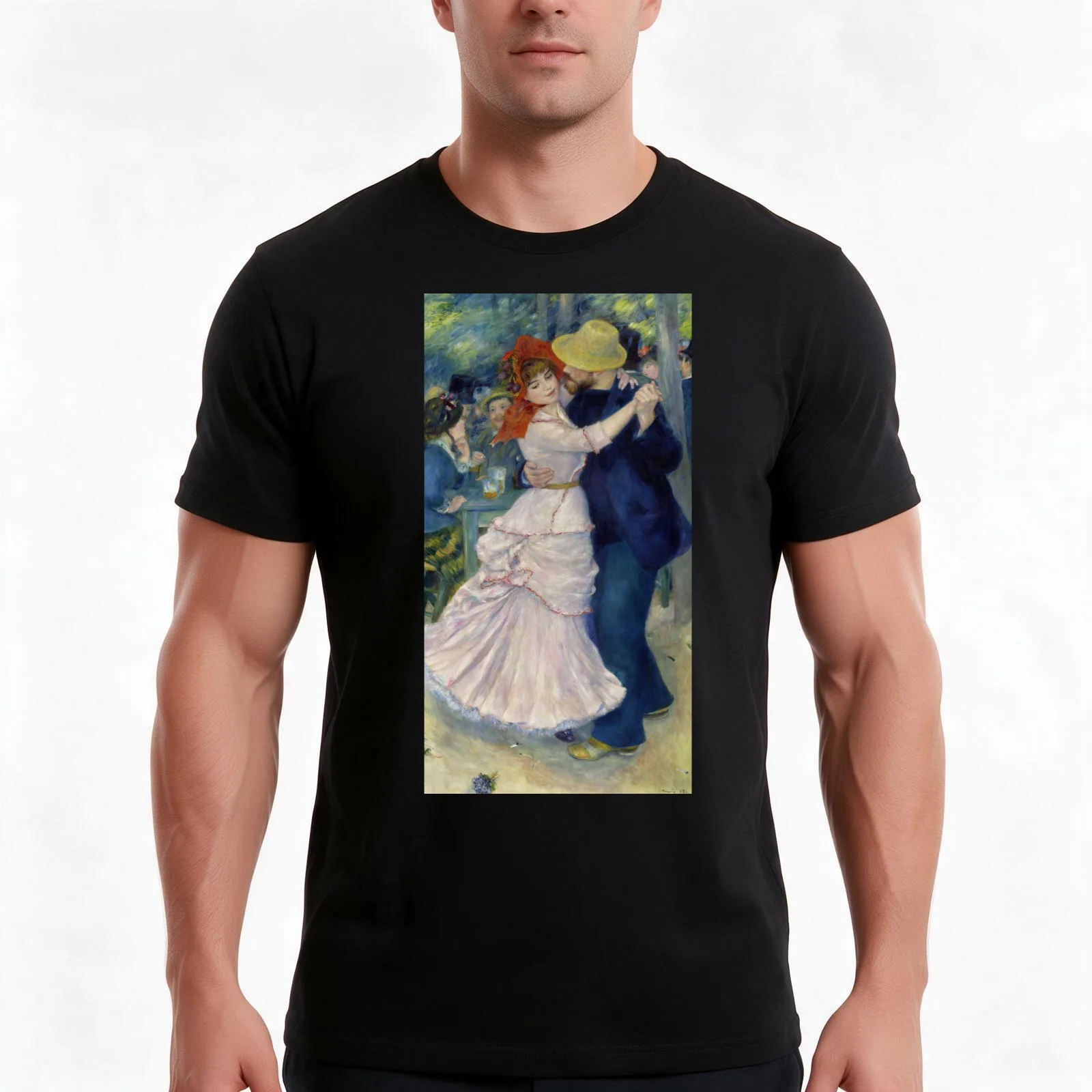Dance At Bougival - Pierre-Auguste Renoir T-Shirt, Summer Casual Cotton Tee, Oversized Streetwear Tops, Vintage Graphic Print