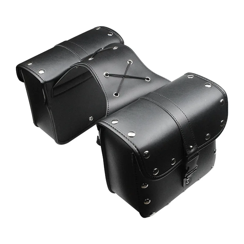 Black Rivets Hanging Bag Motorcycle Device Punk Style 1 Pair Bags Unisex Steampunk Pu Leather Bags Travel Rucksack