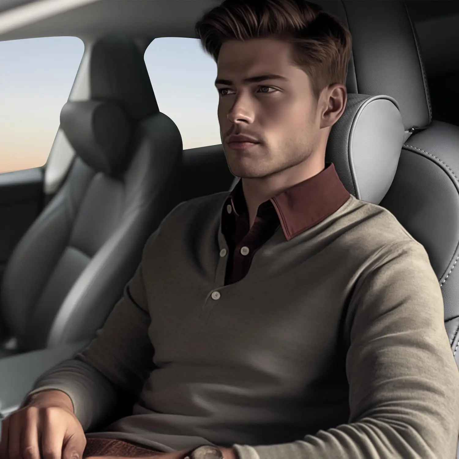 

Подушка-подголовник для Tesla Model 3/Y, регулируемый ремень, кожаная поддержка шеи для путешествий на автомобиле