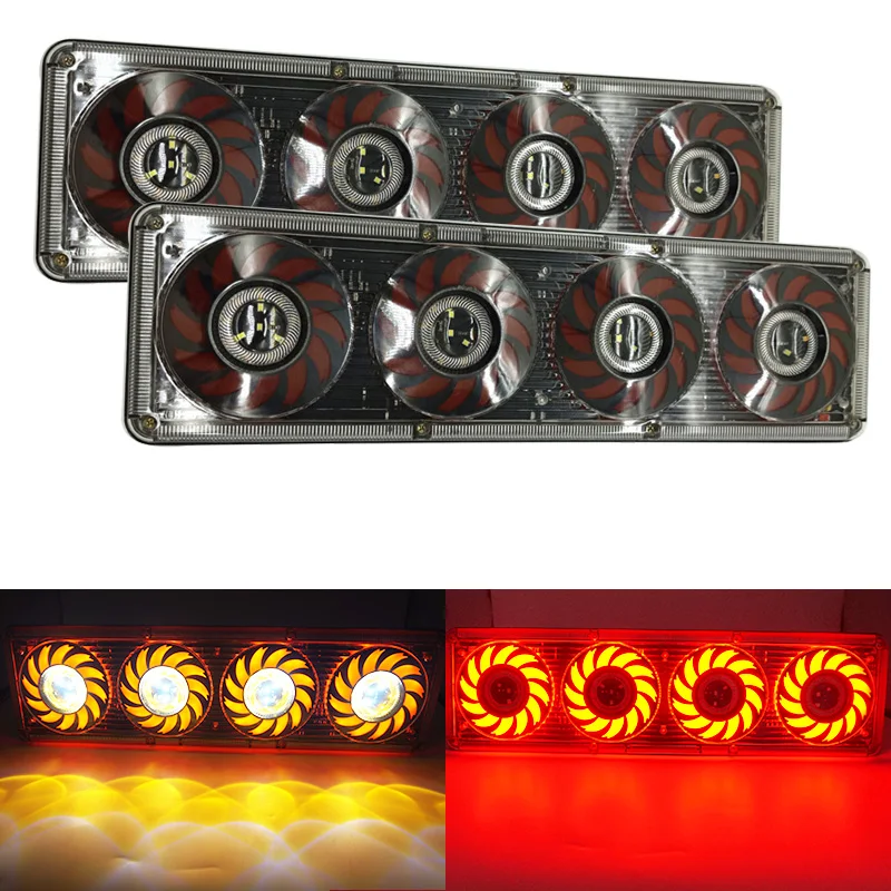 

2PCS Dynamic LED Truck Rear Tail Light Flowing High Brightness Brake Running Light lorry stop brake Turn Signal Tail Light