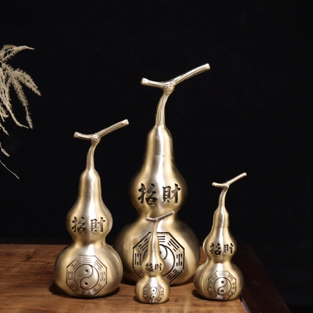 Brass Gourd Wealth Home Decor - Elegant Desk Ornament Sculpture, High Value Craftsmanship Gift for Office & Study Room