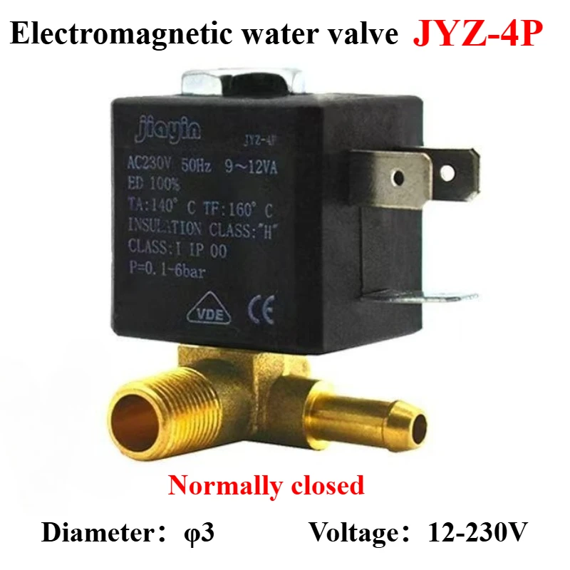 

JYZ-4P, нормально закрытый, 3 мм, N/C, 2/2-ходовой, переменный ток, 230 В, G1/8 дюйма, 6 бар, латунный паровой насос для утюгов Philips, паровой швабры, отпаривателя для одежды, кофе