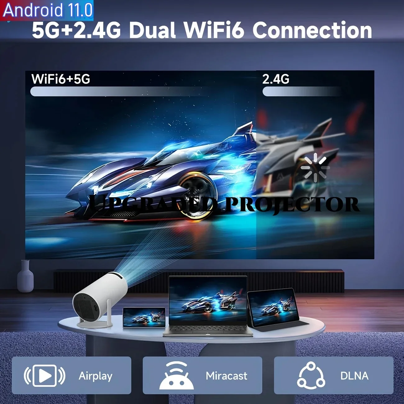Модернизированный мини-проектор HY300PRO 2025 года с Wi-Fi и BT, портативный проектор с поддержкой 1080P/4K, автоматический Keystone, интеллектуальный проектор Android