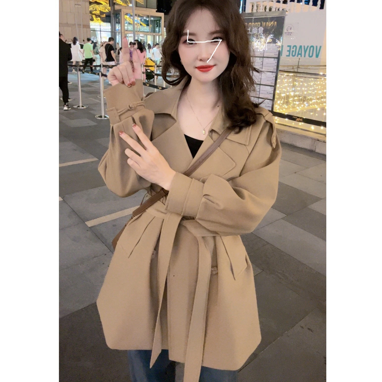 

Женский повседневный универсальный свободный костюм с воротником, ветровка, пальто Briti Sle, весна-осень, Новое поступление, длинное волокно из полиэстера