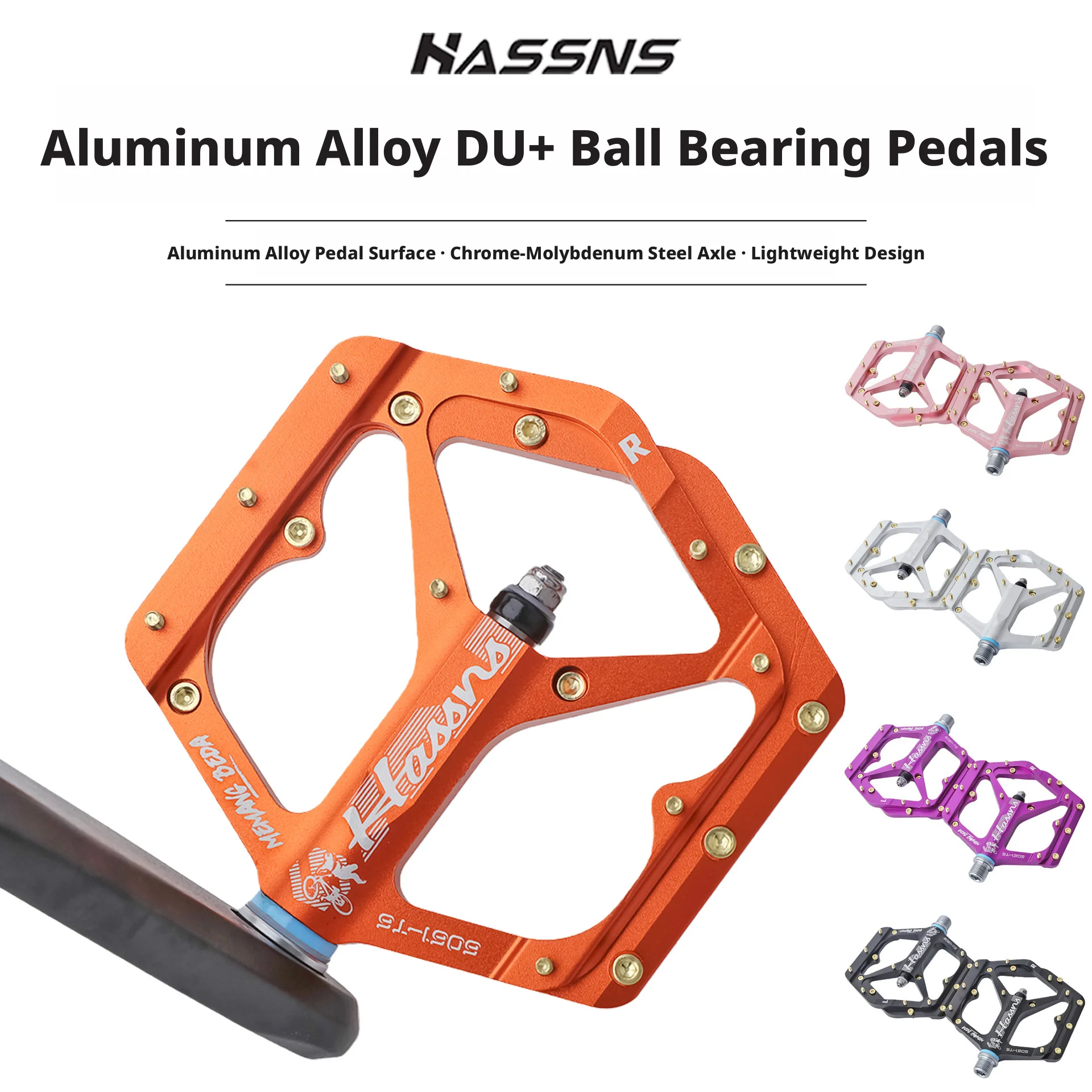 

Велосипедные педали HASSNS Mountain Bike DU с подшипниками, педали для шоссейных велосипедов из алюминиевого сплава с пинами, герметичные подшипники.