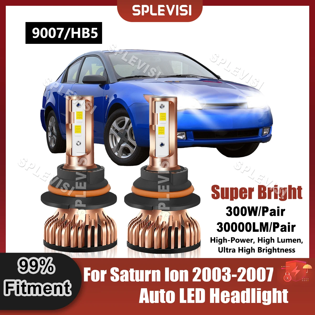 

4x Brightness 9007/HB5 LED Headlight High Low Beam 9V-24V CSP Chips For Saturn Ion 2003 2004 2005 2006 2007 Replace Bulbs