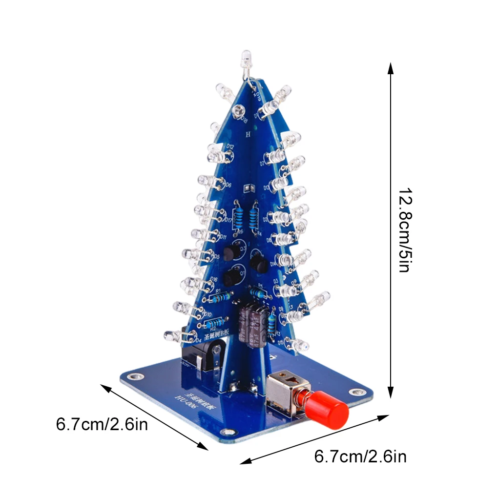 Xmas Tree DIY Kits RGB LED Flashing Tree DIY Electronic Kits Electronics Soldering Colorful 3D for Soldering Practice Learning