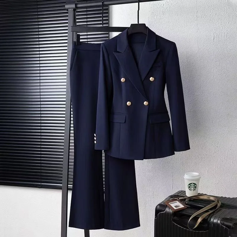 

2026 New Spring Autumn Office Two-piece Suit Women's Casual Sets Blazers Jacket Straight Trousers Lady Career Slim 2-piece Sets