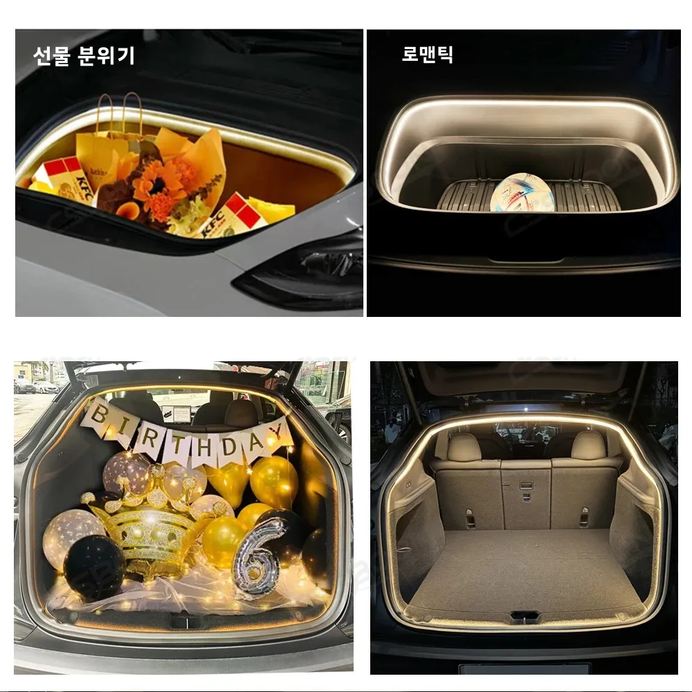 테슬라 모델 Y 주니퍼용 CSSBOON 모델 3 하이랜드 트렁크 LED 실리콘 스트립 라이트, 유연한 고무 램프 RGB 자동차 실내등 썸네일 5