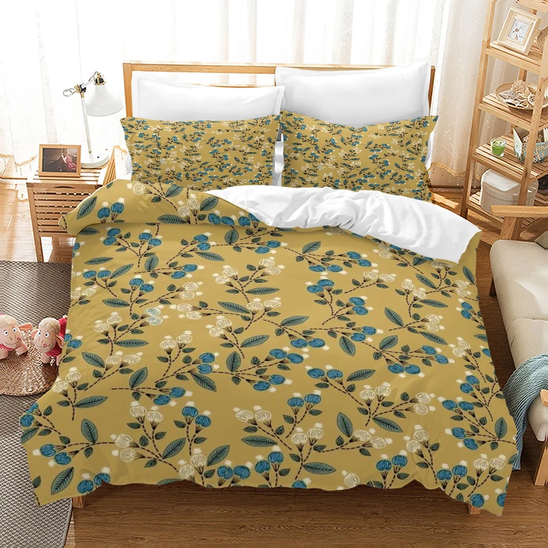 Leaf Digital Printed Duvet Set - Polyester - Bedroom Decor -1 Bed cover +2 pillowcase (no pillow core)