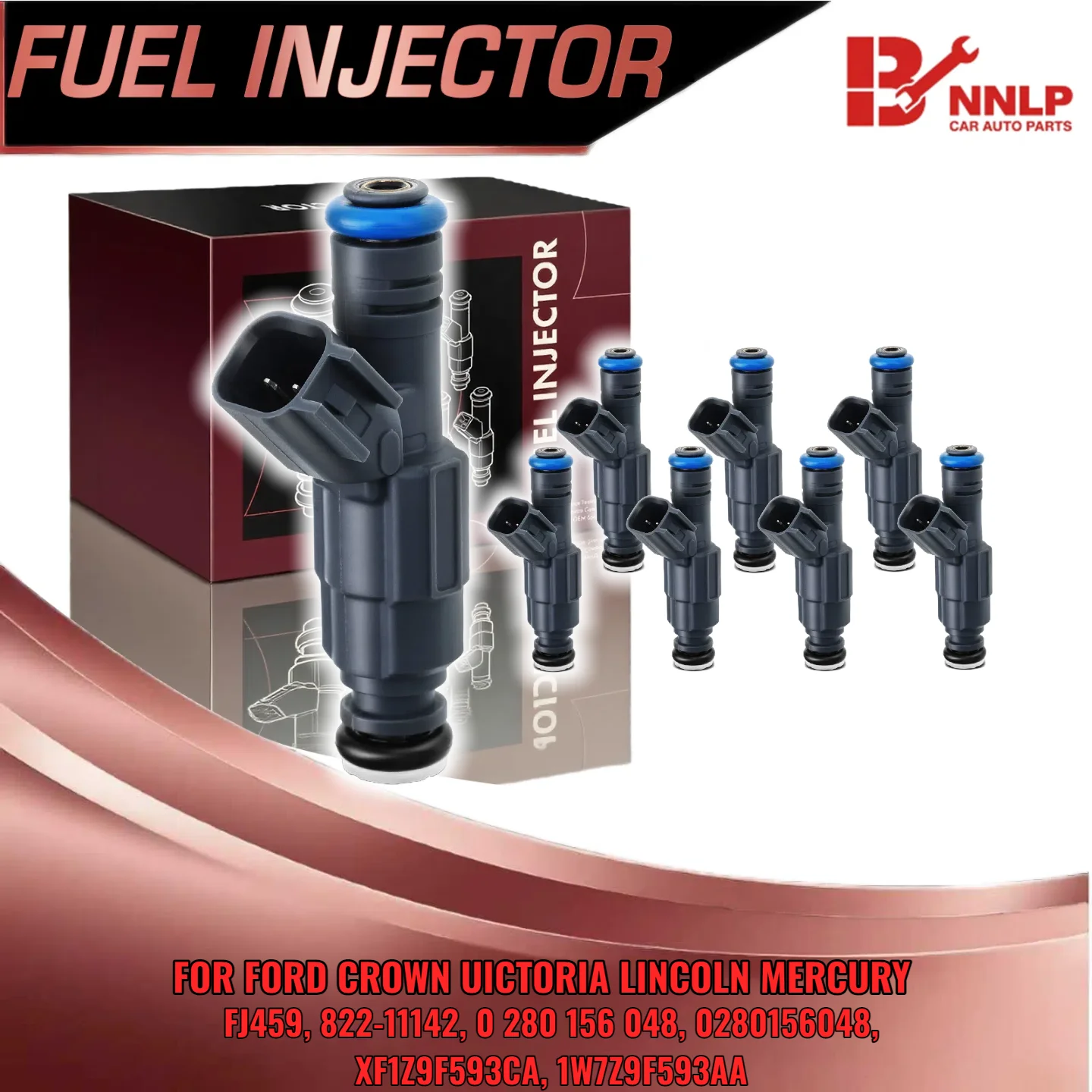 

8x Fuel Injector for Ford Crown Victoria 4.6L SOHC for Lincoln for Mercury Grand Marquis 0280156048 XF1Z9F593CA 1W7Z9F593AA