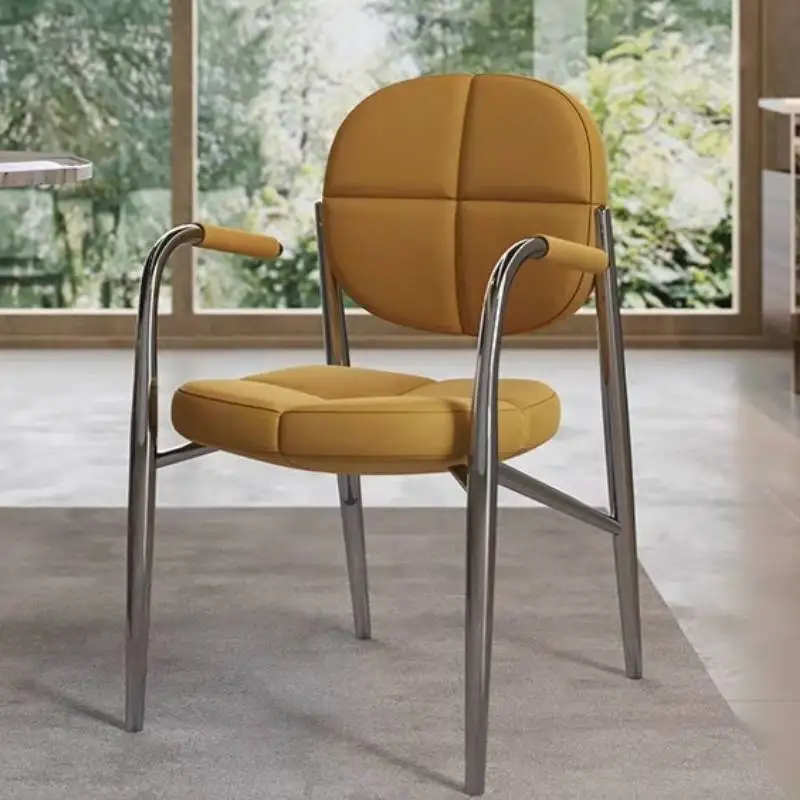 Silla de comedor de lujo para restaurante, silla de comedor con diseño de reposabrazos amarillo, silla de comedor moderna para sala de estar, muebles para el hogar