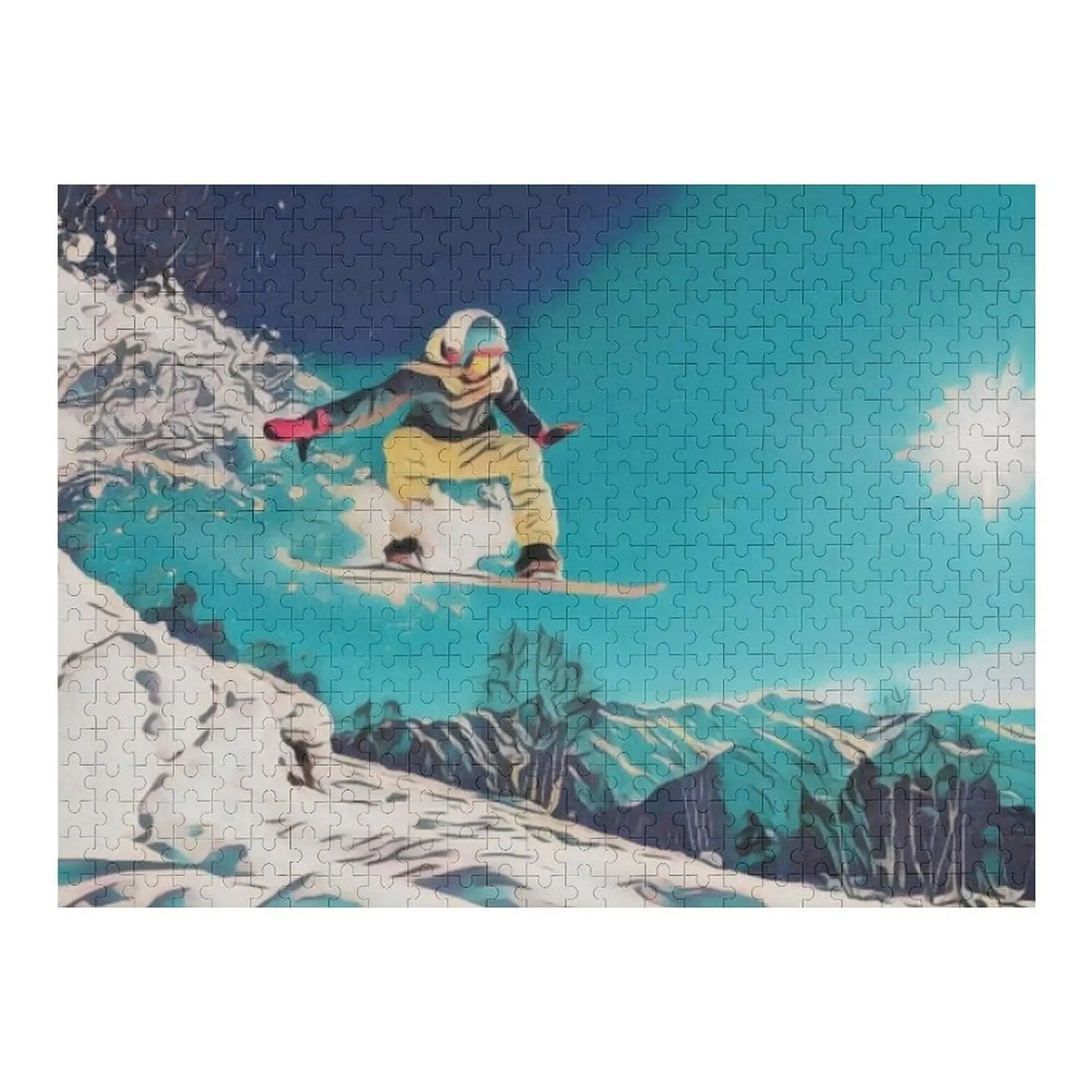 

Snowboarder doing a Jump Jigsaw Puzzle Wooden Jigsaws For Adults Personalize Customizeds For Kids Puzzle