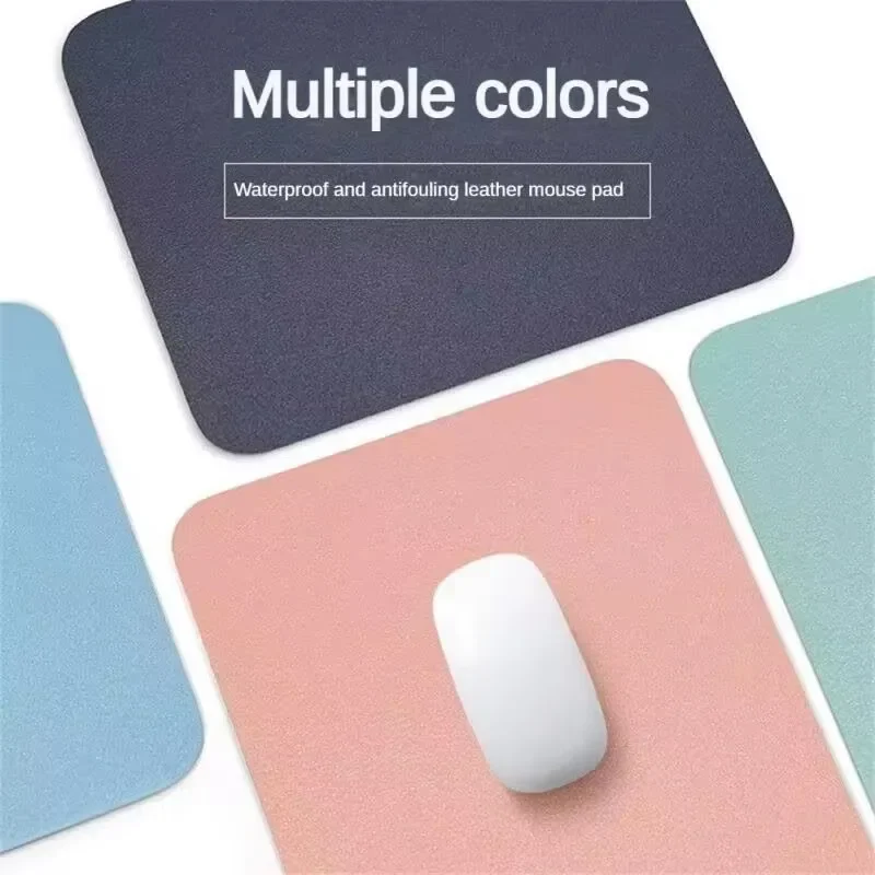 Small Size Office Mouse Pad Colorful Double-side Waterproof Desktop Protector Mat PU Leather Non-slip MousePad For Laptop PC