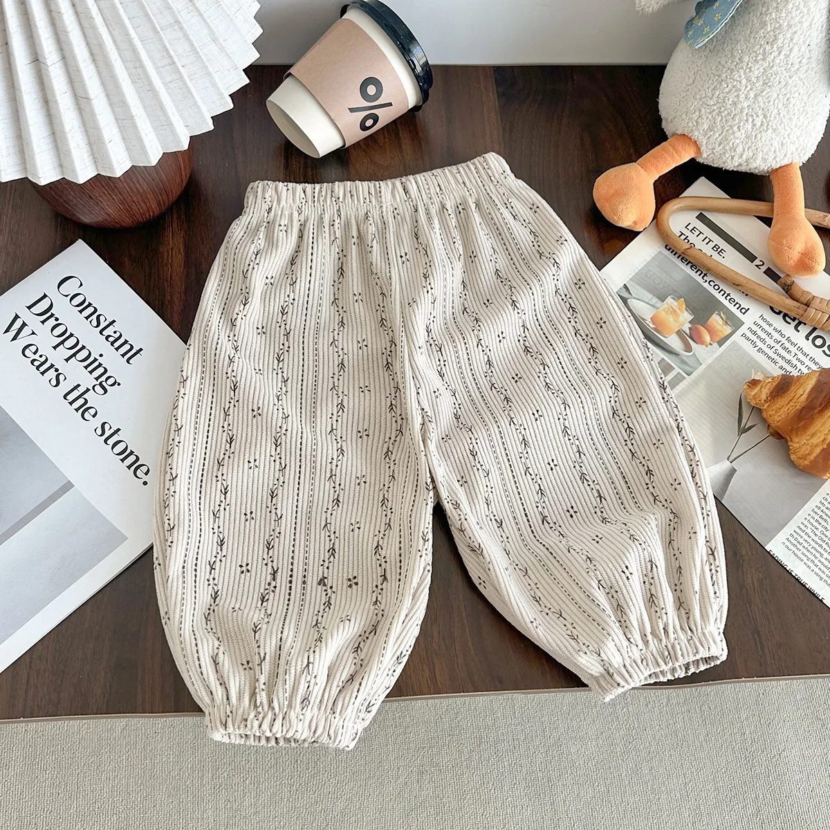 Baby Girls Boys Pants Kids Full Printed Pant Corduroy Trousers Autumn Children's Clothing Korean Style