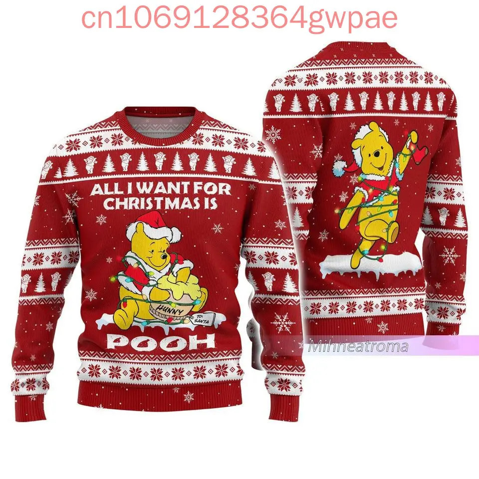 Winnie the Pooh Ugly Sweater Disney Ugly Christmas Sweater Xmas Gifts Anime Eeyore Ugly Christmas Sweater