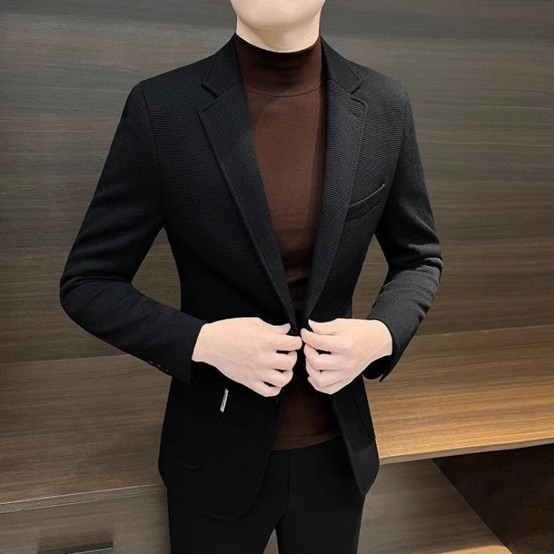 Male Business Blazer Spring Autumn Single Breasted Coat New In High Quality Fashionable Simple Clothing Men\'s Suit Dress Jackets