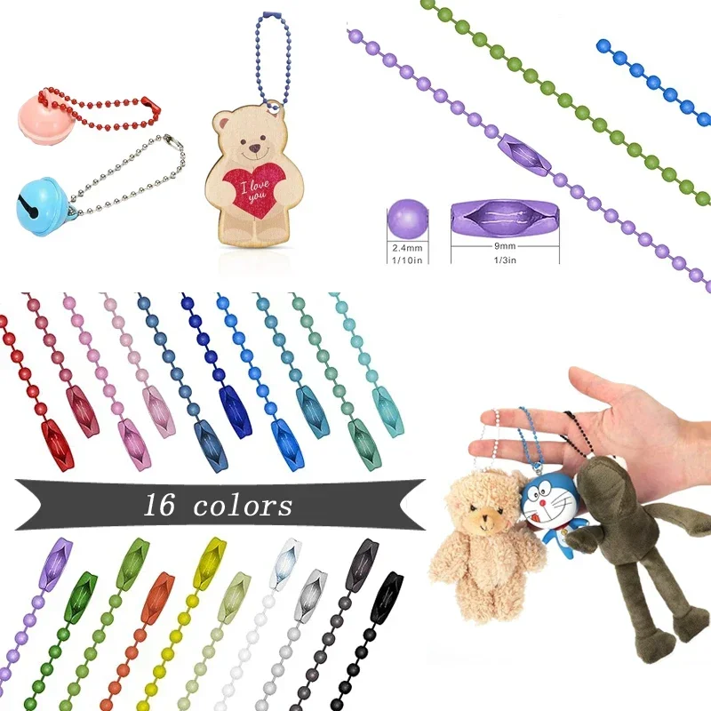 500Pcs 10-15cm Colorful lron Ball Bead DIY Keychain Doll Label Connector Bracelet Wholesale Handwork Jewelry Making Accessorise