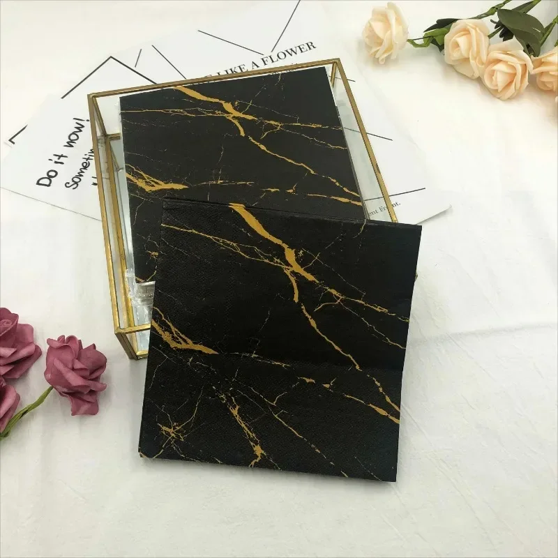 20pcs/Pac 33*33cm 2-Ply Printed Napkins Black Marble Printed Paper Napkins Home Party Placemats Butterfly Bart Paper