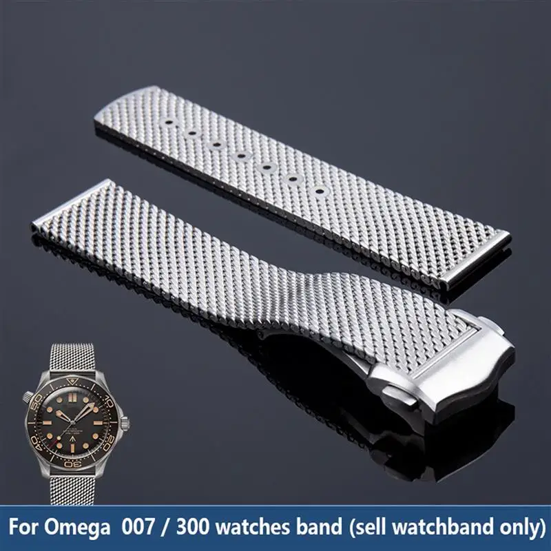 TINTAG Titanium steel 20mm Chain Strap For Omega 007 Seamaster Diver 300 Watch Band Replace Milanese Stainless Bracelet