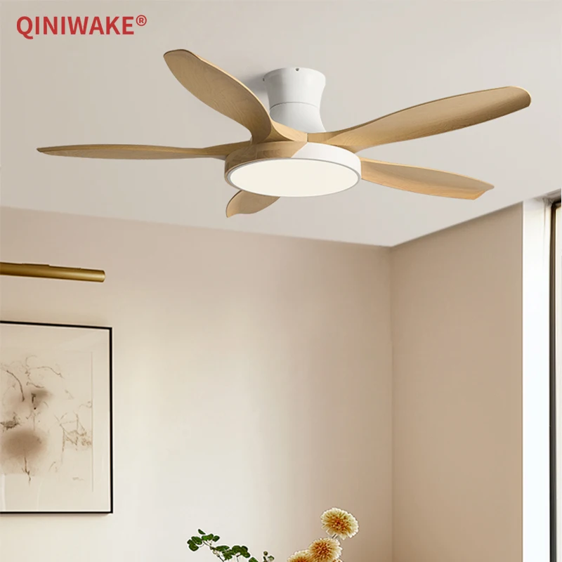 Large Ceiling Fans 48 52 60 Inch DC Motor Led Light Remote Control 110v 220v Living Bedroom Ceiling Fan With Lights