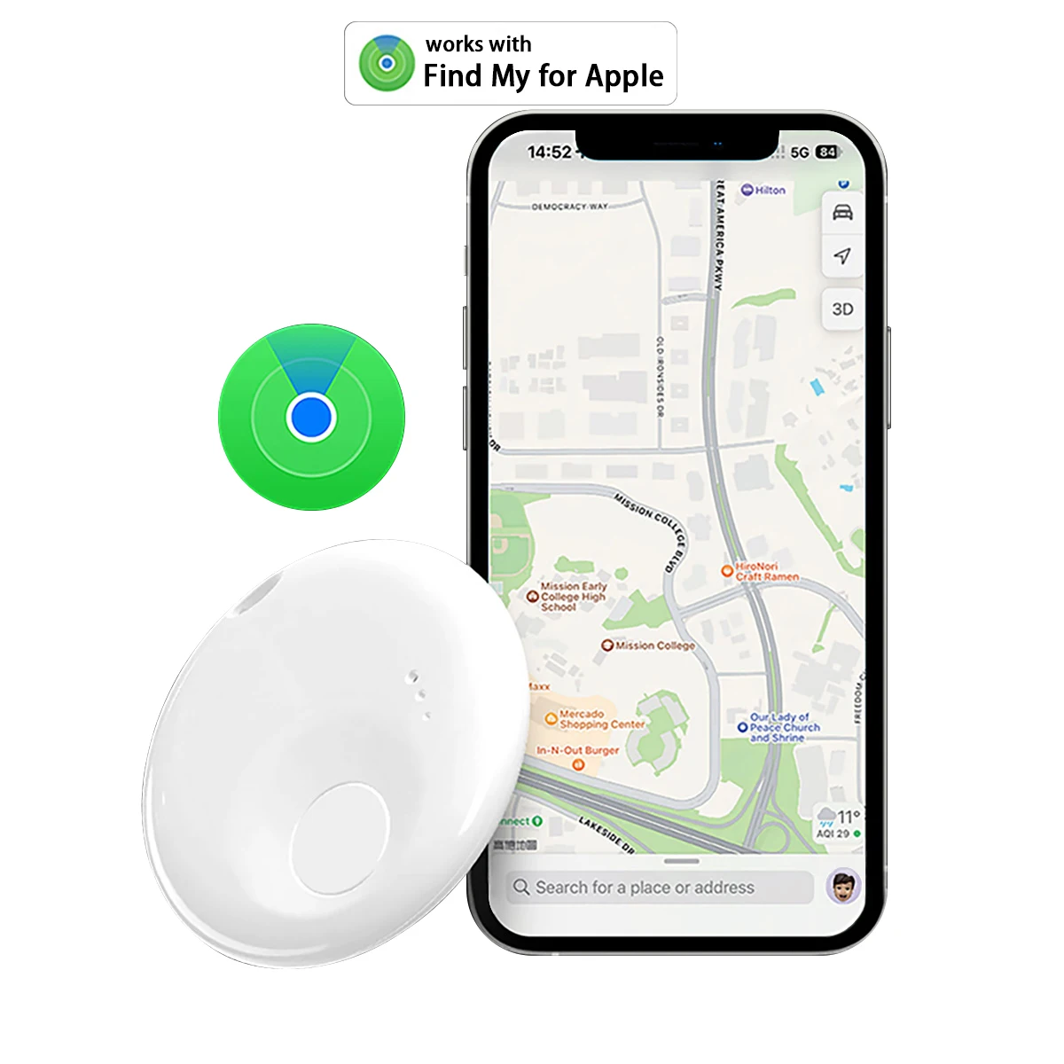 GPS Tracker With Apple Find My Bluetoot Locator Smart Anti Lost Alarm Tag Wireless Finder Dog Pets Child Bag Wallet Key