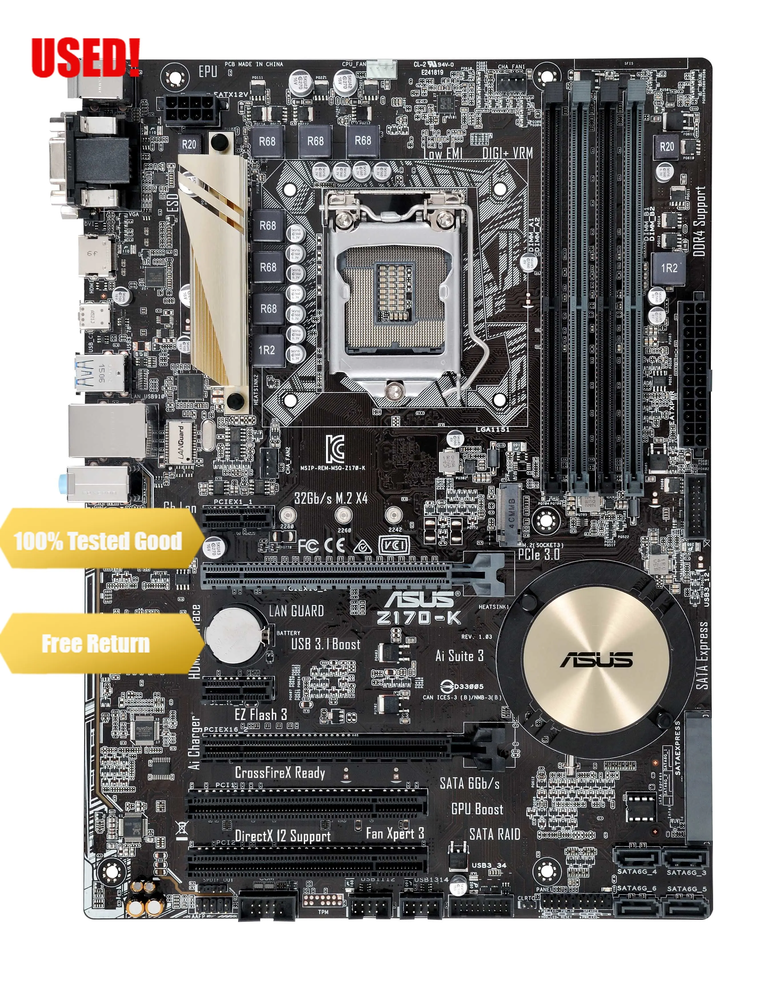 

Asus Z170-K Desktop Motherboard Z170 Socket LGA 1151 i7 i5 i3 DDR4 32G SATA3 USB3.0 ATX motherboard